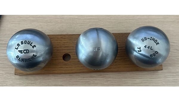 LA BOULE BLANCHE INOX Lisse - 72mm - 690g - gravée HS