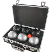 2 triplettes de Pétanque avec Mallette et But - Grise Mate Strie Z + Noire Strie 1