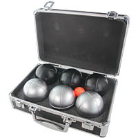 2 triplettes de Pétanque avec Mallette et But - Grise Mate Strie Z + Noire Strie P