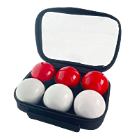 2 triplettes de Pétanque avec Sacoche et But - Blanche Lisse + Rouge Lisse