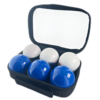2 triplettes de Pétanque avec Sacoche et But - Bleu Lisse + Blanche Lisse