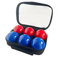 2 triplettes de Pétanque avec Sacoche et But - Rouge Lisse + Bleu Lisse