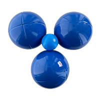 3 Boules de Pétanque Bleues Strie Z avec Sacoche et But