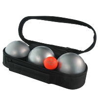 3 Boules de Pétanque avec Sacoche et But - Grises Mates Lisses
