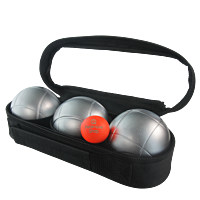 3 Boules de Pétanque avec Sacoche et But - Grises Mates Strie 1