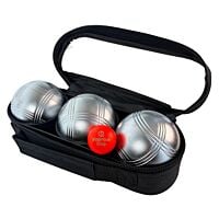 3 Boules de Pétanque avec Sacoche et But - Grises Mates Strie 3