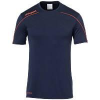 Maillot manches courtes Stream 22 - Bleu Marine/rouge Fluo - Enfant