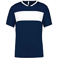Maillot manches courtes - enfant - bleu marine/blanc