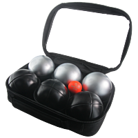 2 triplettes de Pétanque avec Sacoche et But - Grise Lisse + Noire Strie Z