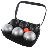 2 triplettes de Pétanque avec Sacoche et But - Grise Strie P + Noire Strie 1