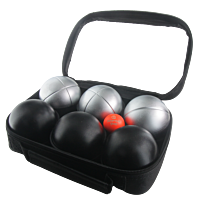 2 triplettes de Pétanque avec Sacoche et But - Grise Strie Z + Noire Lisse