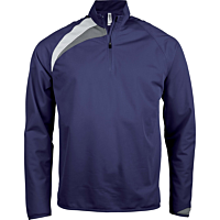 Sweat d'entraînement 1/4 zip - enfant - bleu marine/blanc/gris tempête