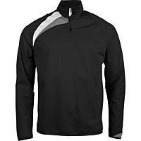 Sweat d'entraînement 1/4 zip - enfant - noir/blanc/gris tempête