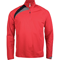 Sweat d'entraînement 1/4 zip - enfant - rouge/noir/gris tempête