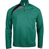 Sweat d'entraînement 1/4 zip - enfant - vert foncé/noir/gris tempête