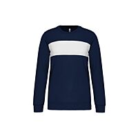 Sweat-shirt polyester à bandeau blanc - Bleu Marine