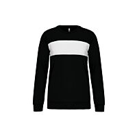 Sweat-shirt polyester à bandeau blanc - Noir