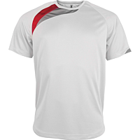 T-shirt sport manches courtes - enfant - blanc/rouge/gris tempête