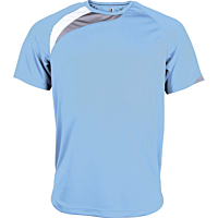 T-shirt sport manches courtes - enfant - bleu ciel/blanc/gris tempête