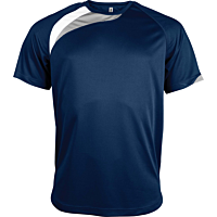 T-shirt sport manches courtes - enfant - bleu marine/blanc/gris tempête