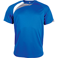 T-shirt sport manches courtes - enfant - bleu royal/blanc/gris tempête