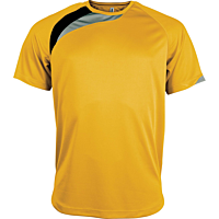 T-shirt sport manches courtes - enfant - jaune/noir/gris tempête