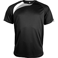 T-shirt sport manches courtes - enfant - noir/blanc/gris tempête