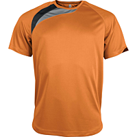 T-shirt sport manches courtes - enfant - orange/noir/gris tempête