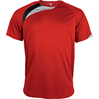 T-shirt sport manches courtes - enfant - rouge/noir/gris tempête