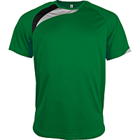 T-shirt sport manches courtes - enfant - vert/noir/gris tempête