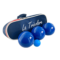 Triplette de Pétanque avec Sacoche Tricolore et But - Bleue Lisse