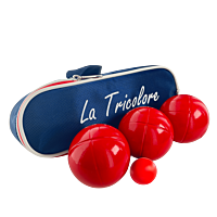 Triplette de Pétanque avec Sacoche Tricolore et But - Rouge Strie Z
