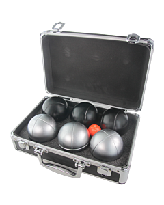 2 triplettes de Pétanque avec Mallette et But - Grise Mate Strie Z + Noire Strie P
