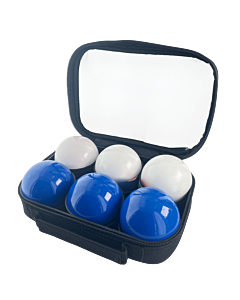 2 triplettes de Pétanque avec Sacoche et But - Bleu Lisse + Blanche Lisse