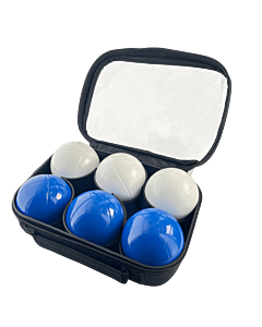 2 triplettes de Pétanque avec Sacoche et But - Bleu Strie Z + Blanche Strie Z