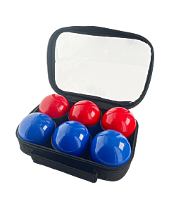 2 triplettes de Pétanque avec Sacoche et But - Rouge Lisse + Bleu Lisse