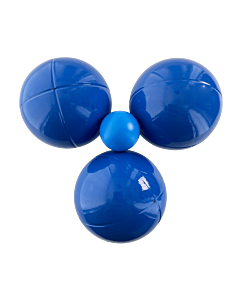3 Boules de Pétanque Bleues Strie Z avec Sacoche et But