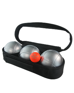 3 Boules de Pétanque avec Sacoche et But - Grises Mates Strie 1