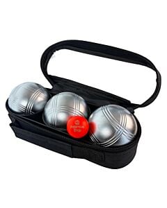 3 Boules de P&eacute;tanque avec Sacoche et But - Grises Mates Strie 3
