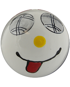 But buis Smiley blanc peint à la main aux yeux "boule de pétanque"