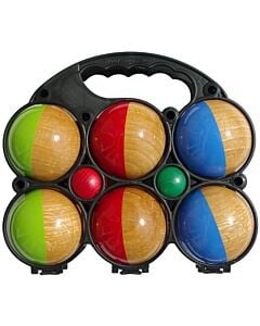 Jeu de 6 Boules en bois demi-coloré