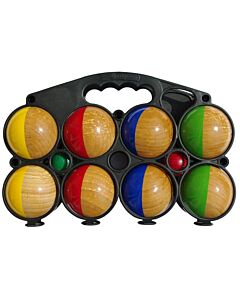Jeu de 8 boules en bois demi-colorées
