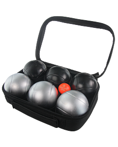 2 triplettes de Pétanque avec Sacoche et But - Grise Strie P + Noire Strie 1