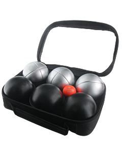 2 triplettes de Pétanque avec Sacoche et But - Grise Strie Z + Noire Lisse
