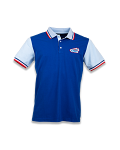 Polo homme bleu logo rétro Obut