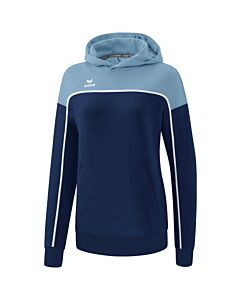 Sweat à capuche CHANGE by erima - Femme - bleu marine/faded denim/blanc