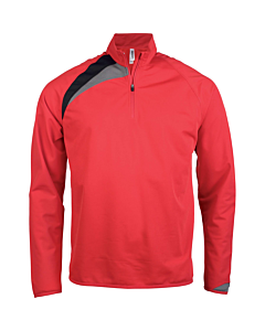 Sweat d'entraînement 1/4 zip - enfant - rouge/noir/gris tempête