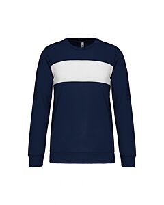 Sweat-shirt polyester à bandeau blanc - Bleu Marine