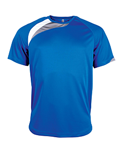 T-shirt sport manches courtes - enfant - bleu royal/blanc/gris tempête