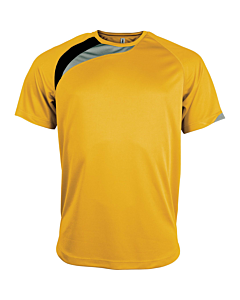 T-shirt sport manches courtes - enfant - jaune/noir/gris tempête
